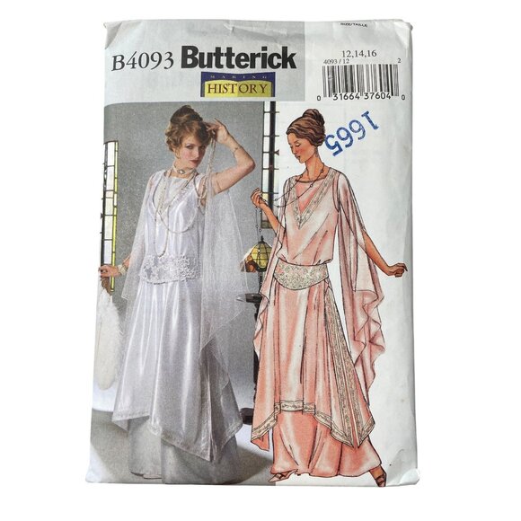 Butterick B4093 Pattern Downton Abbey 20s Size 12-14-16 Tunic Gown Girdle UNCUT - Picture 1 of 6